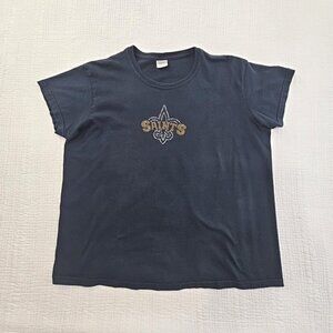 New Orleans Saints T-Shirt Women's XL Black Short Sleeve Gildan 100% Cotton EUC